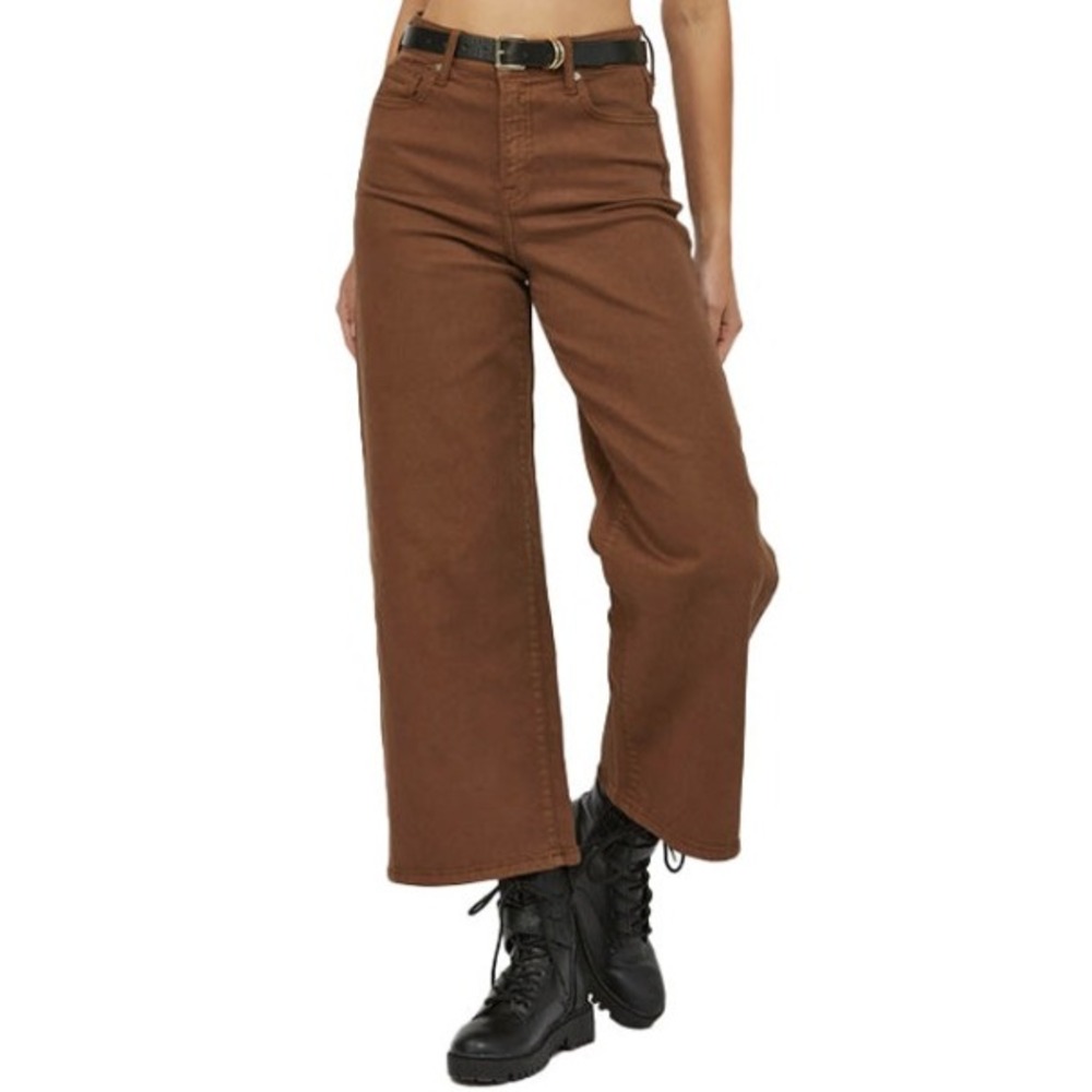 NWT Hidden Jeans Nori Wide Leg Ankle Jeans Brown Womens 29 High Rise Denim New